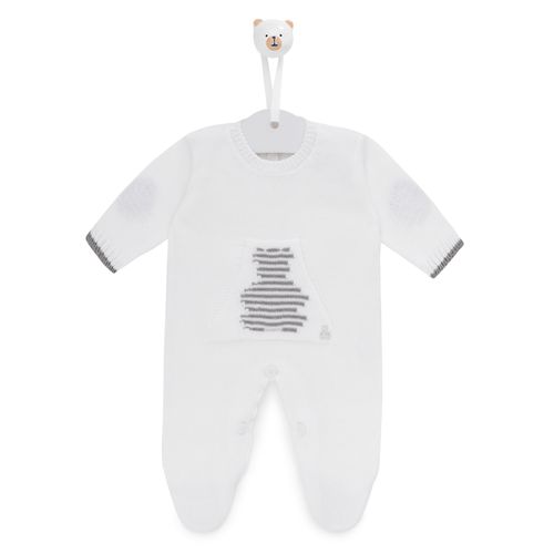 Saída de Maternidade Masculina Urso Bimbi Listrado - BRANCO COM CINZA