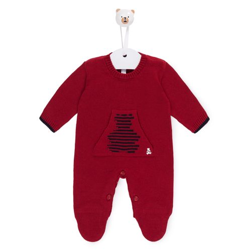 Saída de Maternidade Masculina Urso Bimbi Listrado - VERMELHO COM AZUL MARINHO