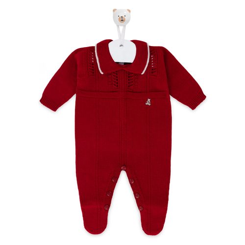 Saída de Maternidade Macacão Gola Polo - VERMELHO COM CINZA