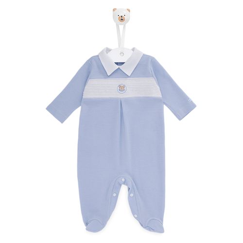 Macacão de Bebê Masculino Longo Ponto Smock - AZUL BB