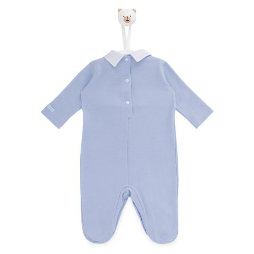 Macacão de Bebê Masculino Longo Ponto Smock - AZUL BB