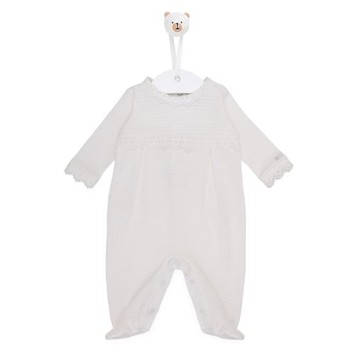 Macacão de Bebê Tricot Jetty Com Guipir - OFF WHITE