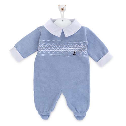 Conjunto de Saída de Maternidade Completa Zig Zag - AZUL