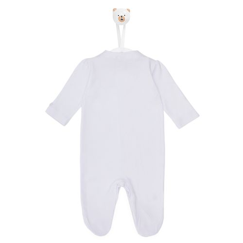 Macacão de Bebê Feminino Longo Dadinhos Bees - BRANCO