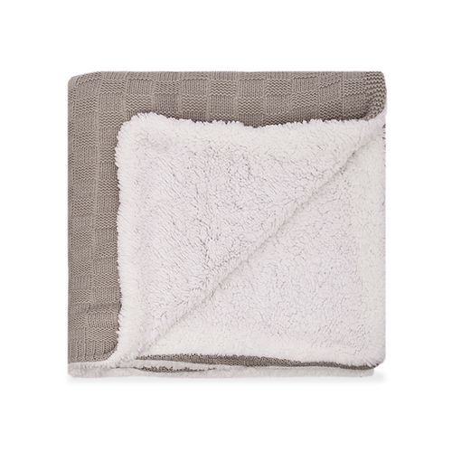 Manta Tricot Sherpa Quadrados - KAKI