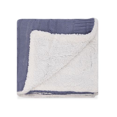 Manta Tricot Sherpa Tranças - AZUL