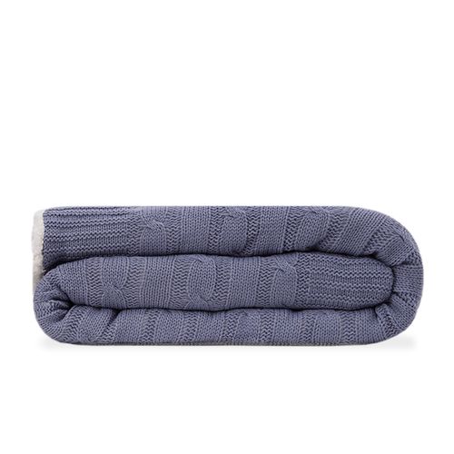 Manta Tricot Sherpa Tranças - AZUL