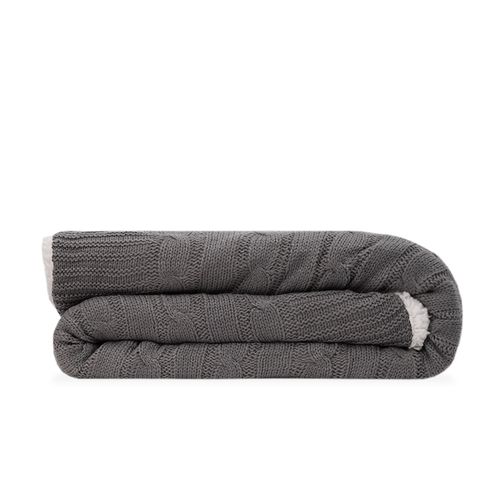 Manta Tricot Sherpa Tranças - CHUMBO