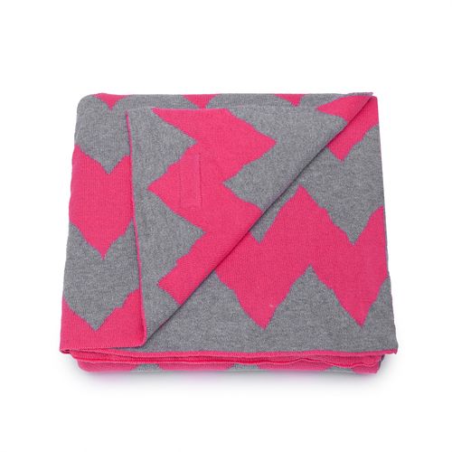 Manta Tricot Zig Zag - PINK/CZ