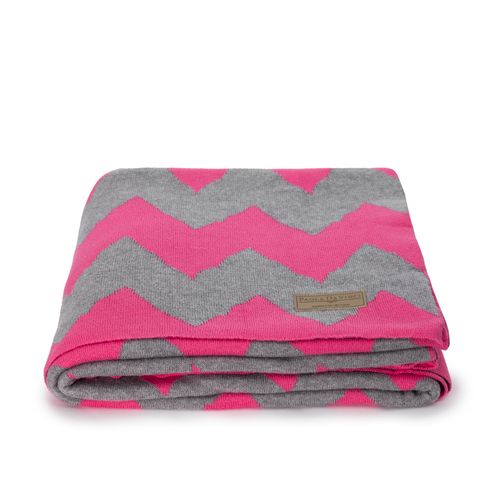Manta Tricot Zig Zag - PINK/CZ