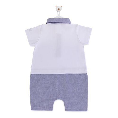 Macacão de Bebê Curto Algodão Egipicio Chambray - BRANCO