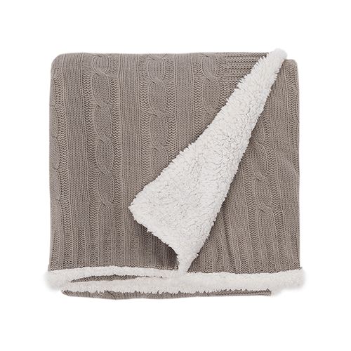 Manta Tricot Sherpa Tranças - KAKI