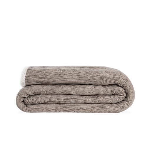 Manta Tricot Sherpa Tranças - KAKI