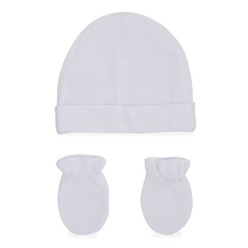 Conjunto Touca e Luvas de Bebê Ponto Roma - BRANCO