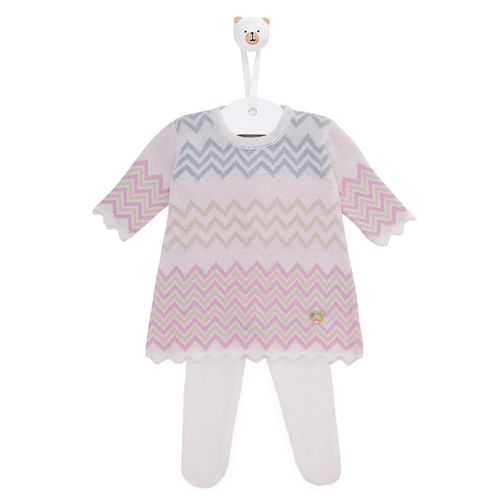 Saída de Maternidade Vestido Chevron - NAT/ROSA