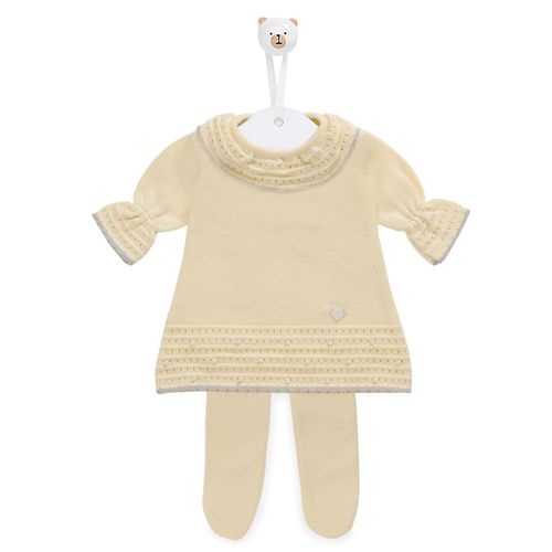 Saída de Maternidade Feminina com Pérolas - AMARELO