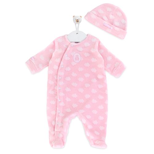 Macacão de Bebê Feminino Longo Unifloc Nuvens - ROSA BEBE