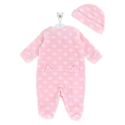 Macacão de Bebê Feminino Longo Unifloc Nuvens - ROSA BEBE