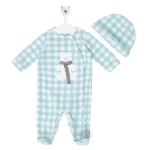 Macacão de Bebê Urso Inverno - AZUL BEBE