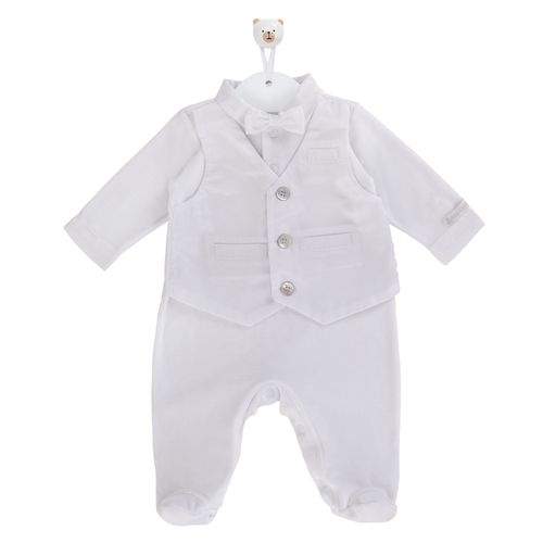 Macacão de Bebê Plush Colete - BRANCO