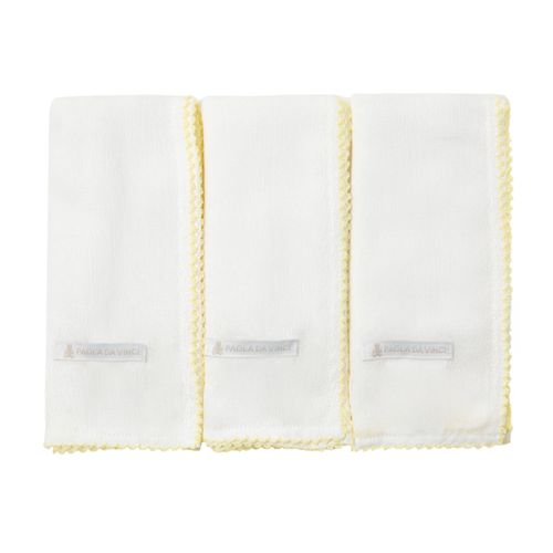 Conjunto de Fraldas de Ombro de Bebê Bordado Picueta - 3 Unidades - BCO/AMAR