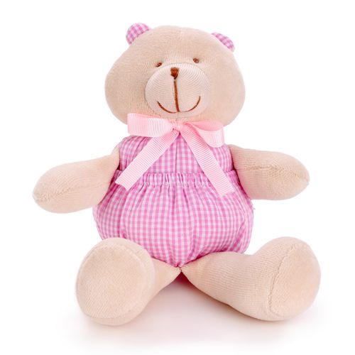 Porta Chupeta de Bebê Pelúcia Urso - ROSA