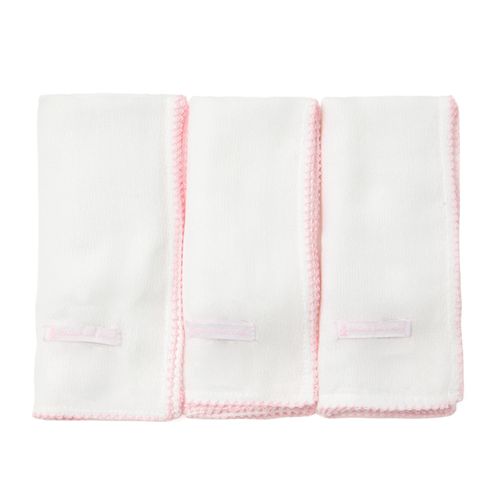 Conjunto de Fraldas de Ombro de Bebê Bordado Picueta - 3 Unidades - BCO/ROSA