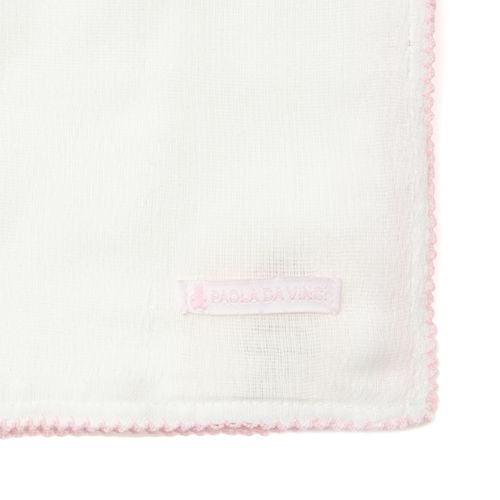 Conjunto de Fraldas de Ombro de Bebê Bordado Picueta - 3 Unidades - BCO/ROSA