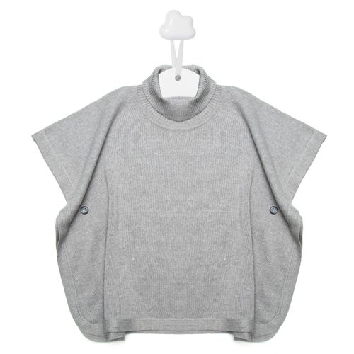 Poncho Infantil de tricot lateral aberta - CINZA