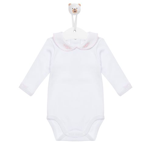 Body Bebê Feminino Manga Longa Flores - BRANCO