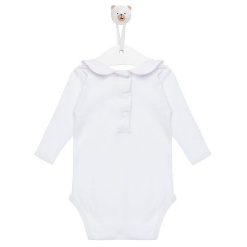 Body Bebê Feminino Manga Longa Flores - BRANCO