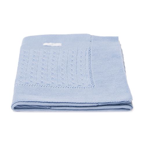 Manta para Saída de Maternidade Tricot Treccia - AZUL