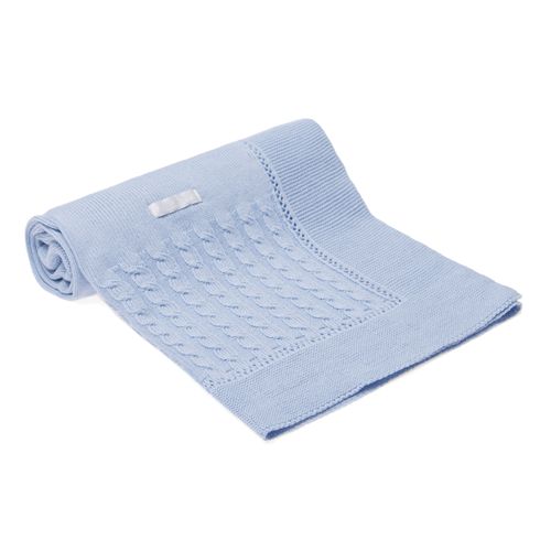 Manta para Saída de Maternidade Tricot Treccia - AZUL
