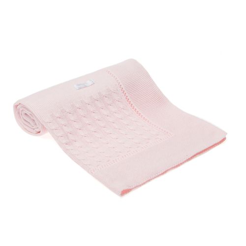 Manta para Saída de Maternidade Tricot Treccia - ROSA PASTEL