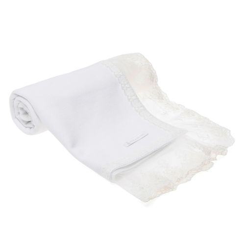 Manta de Bebê Mockline com Renda - BRANCO