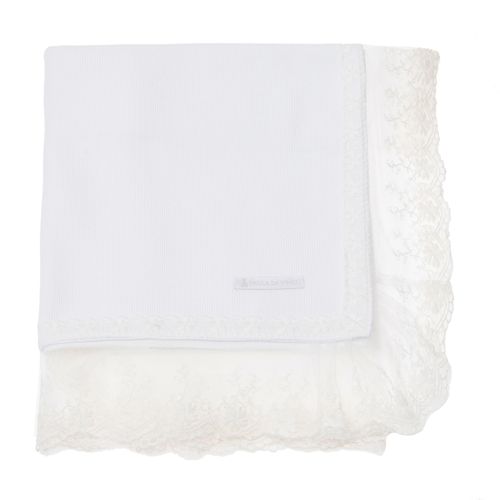 Manta de Bebê Mockline com Renda - BRANCO