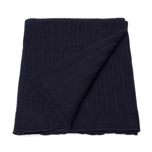 Manta de Tricot Trancinhas - AZUL PROFUNDO