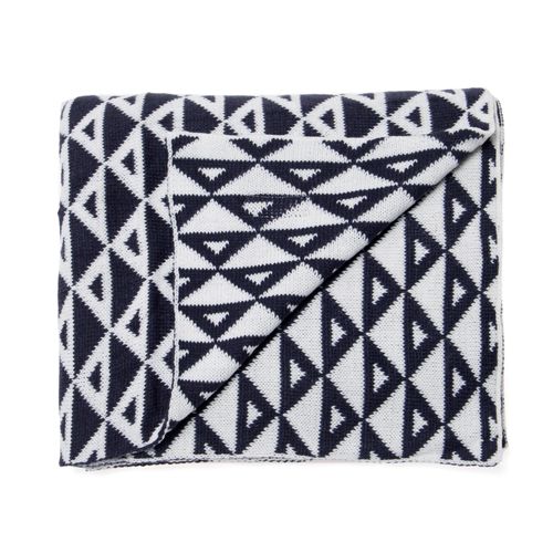 Manta Tricot Jacquard Losango - AZUL MARINHO