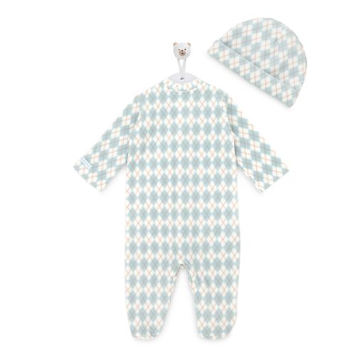 Macacão de Bebê Masculino Longo Microsoft Xadrez - AZUL BEBE