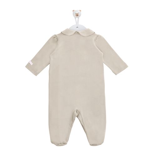 Macacão de Bebê Feminino Longo de Algodão Egípcio Urso Xadrez Rosa - CINZA