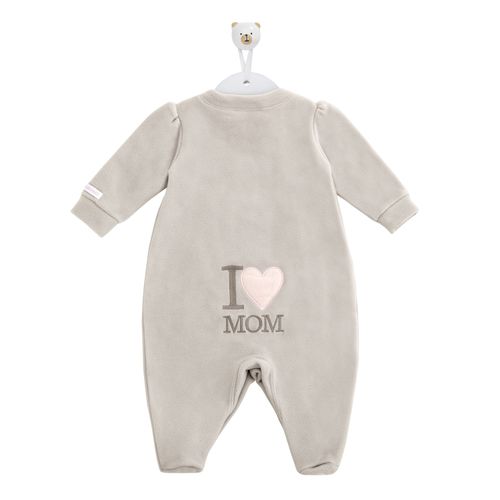 Macacão de Bebê Feminino Longo de Microsoft I Love Mom - CINZA