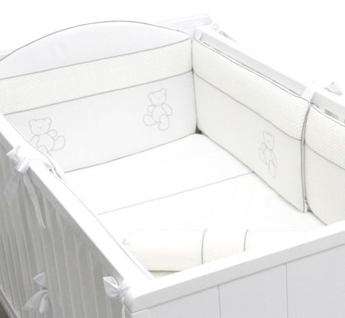 Protetor de Berço Ponto Smock - BRANCO/CINZA