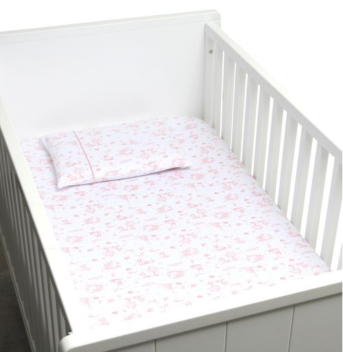 Lençol de Berço Algodão Egípcio Toile de Jouy - ROSE
