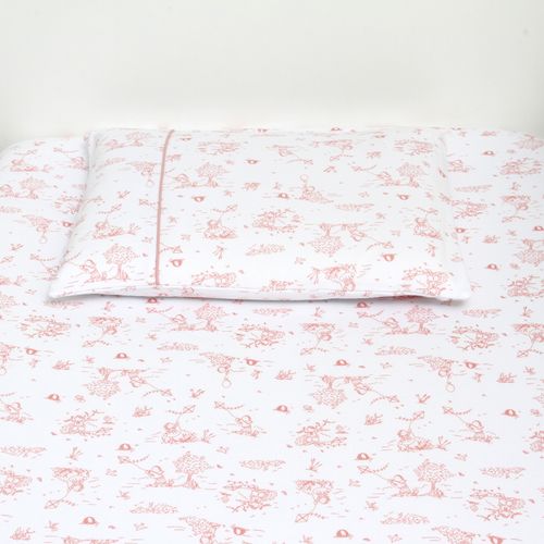 Lençol de Berço Algodão Egípcio Toile de Jouy - ROSE