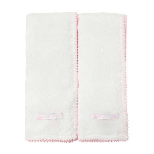 Conjunto Toalha Fralda bordado picueta - BRANCO/ROSA