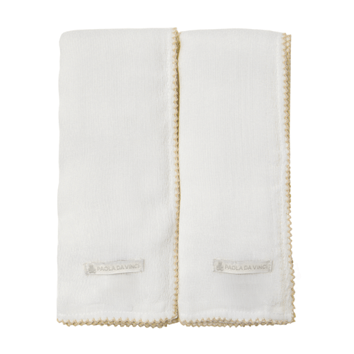 Conjunto Toalha Fralda bordado picueta - BRANCO/KAKI