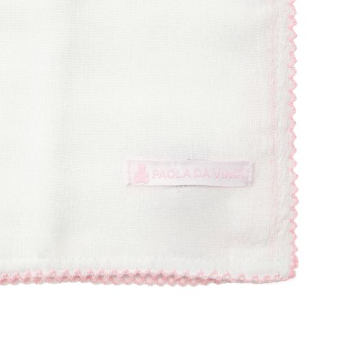 Conjunto Toalha Fralda bordado picueta - BRANCO/ROSA