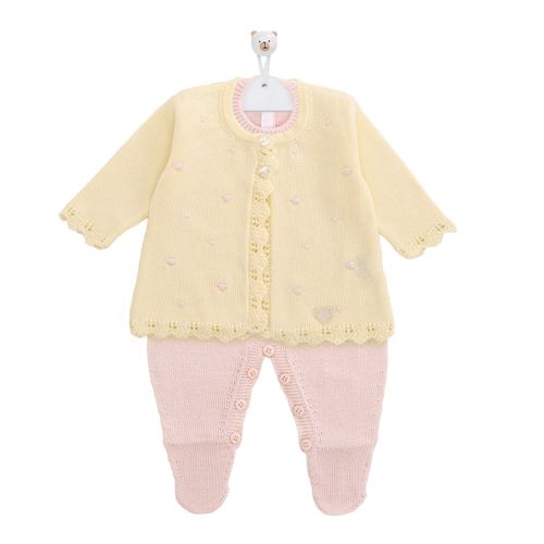 Saída de Maternidade Feminina  Triccot com Manta Poás - ROSA/AMAR