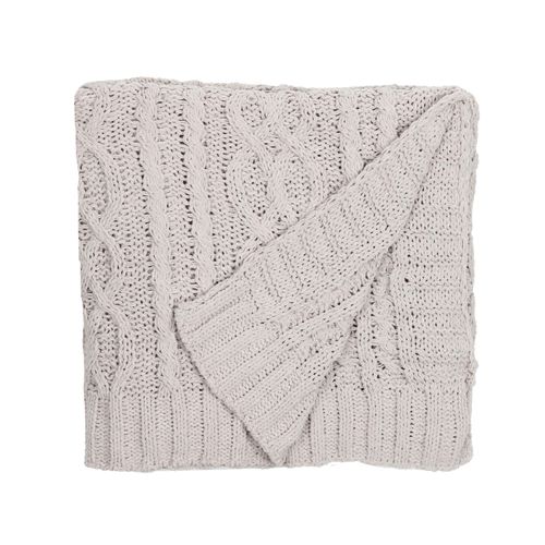 Manta Tricot Chenille - CINZA