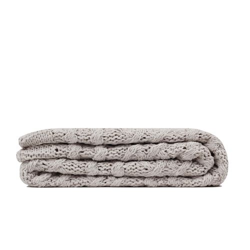 Manta Tricot Chenille - CINZA